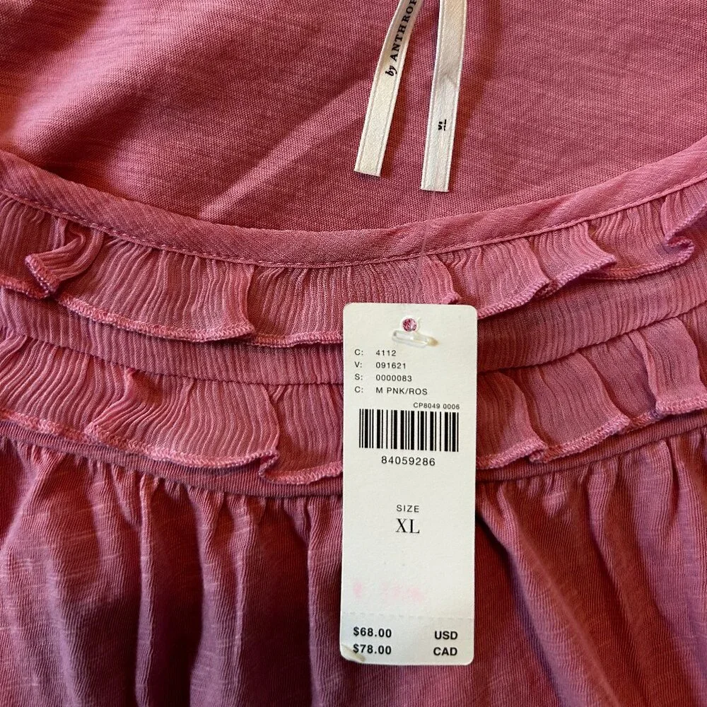 Anthropologie Mauve Pink Frilly Tank Top – NWT, Size XL - Picture 4 of 4